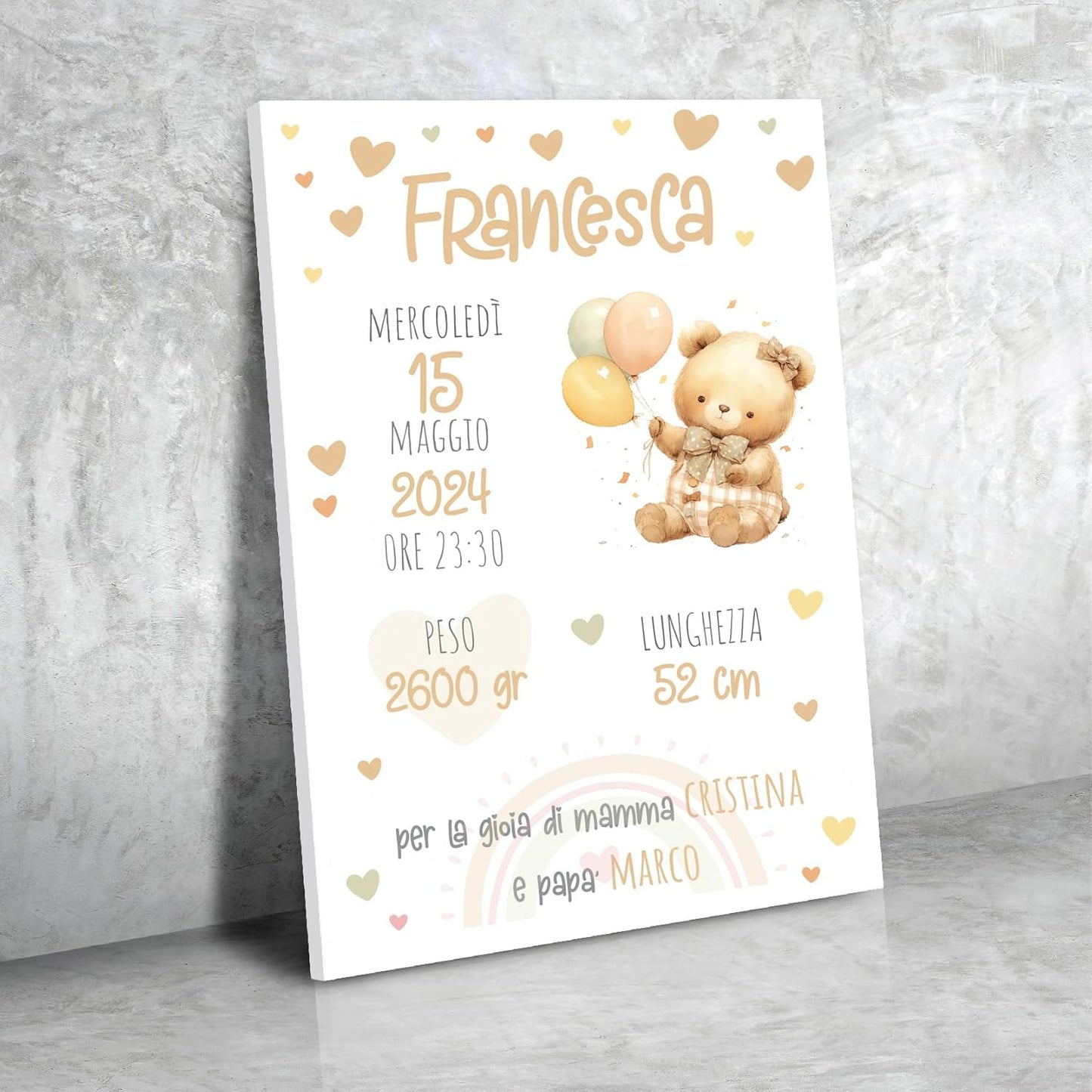 Quadro Nascita personalizzato