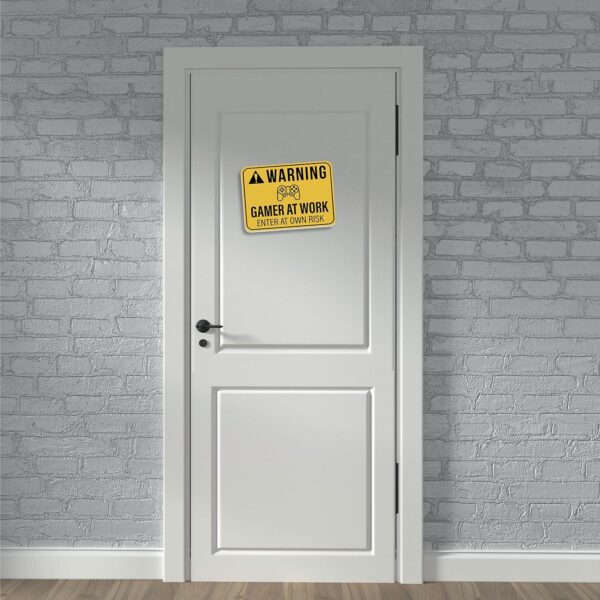 Targa Warning Gamer at Work 20x30 cm. - immagine 6